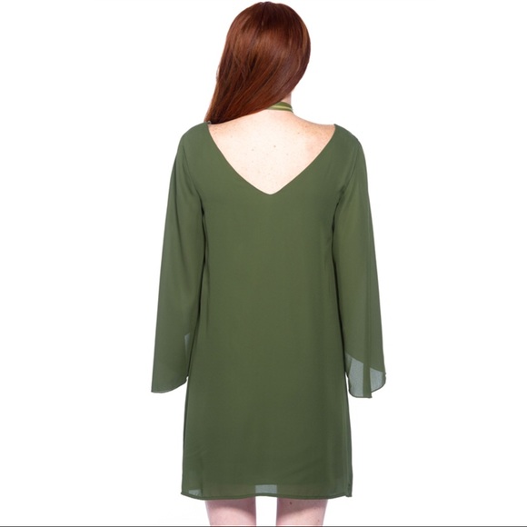 SALES ❗️Angel Olive Bell Sleeve Shift Dress - Picture 3 of 7